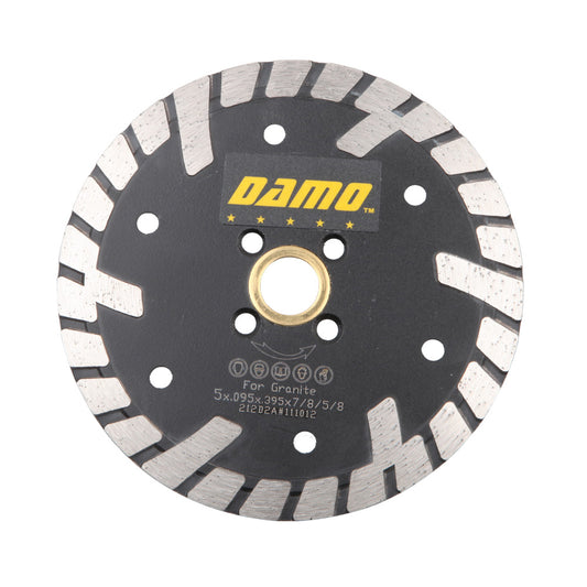 5" Premium Dry or Wet Cutting Turbo Rim Diamond Saw Blade, with 7/8" or 5/8" Arbor for Masonry