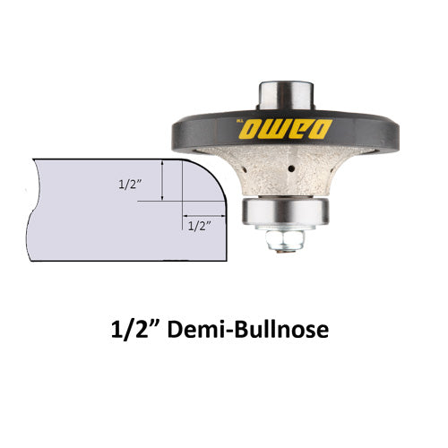 Demi Bullnose & Half Bullnose Diamond Hand Profile Wheel, Hand Profiler, Router Bit, 5/8-11 Thread, for Granite, Concrete, Marble, and Countertop Edge