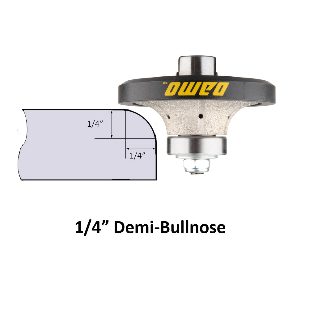 Demi Bullnose & Half Bullnose Diamond Hand Profile Wheel, Hand Profiler, Router Bit, 5/8-11 Thread, for Granite, Concrete, Marble, and Countertop Edge
