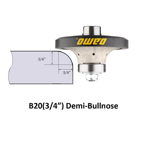 Demi Bullnose & Half Bullnose Diamond Hand Profile Wheel, Hand Profiler, Router Bit, 5/8-11 Thread, for Granite, Concrete, Marble, and Countertop Edge