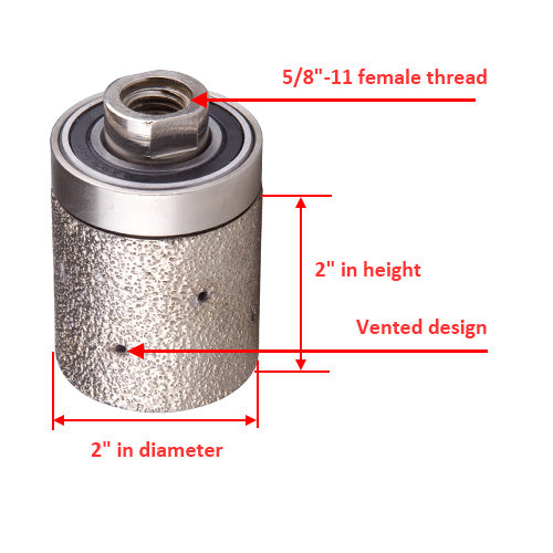 90-Degree Diamond Grinding Drum Wheel, 5/8”-11 Thread, Ideal for Shaping Circles, Arcs, and Sink Hole Cutouts – Vacuum Brazed Technology for Granite, Concrete, and Marble Edges