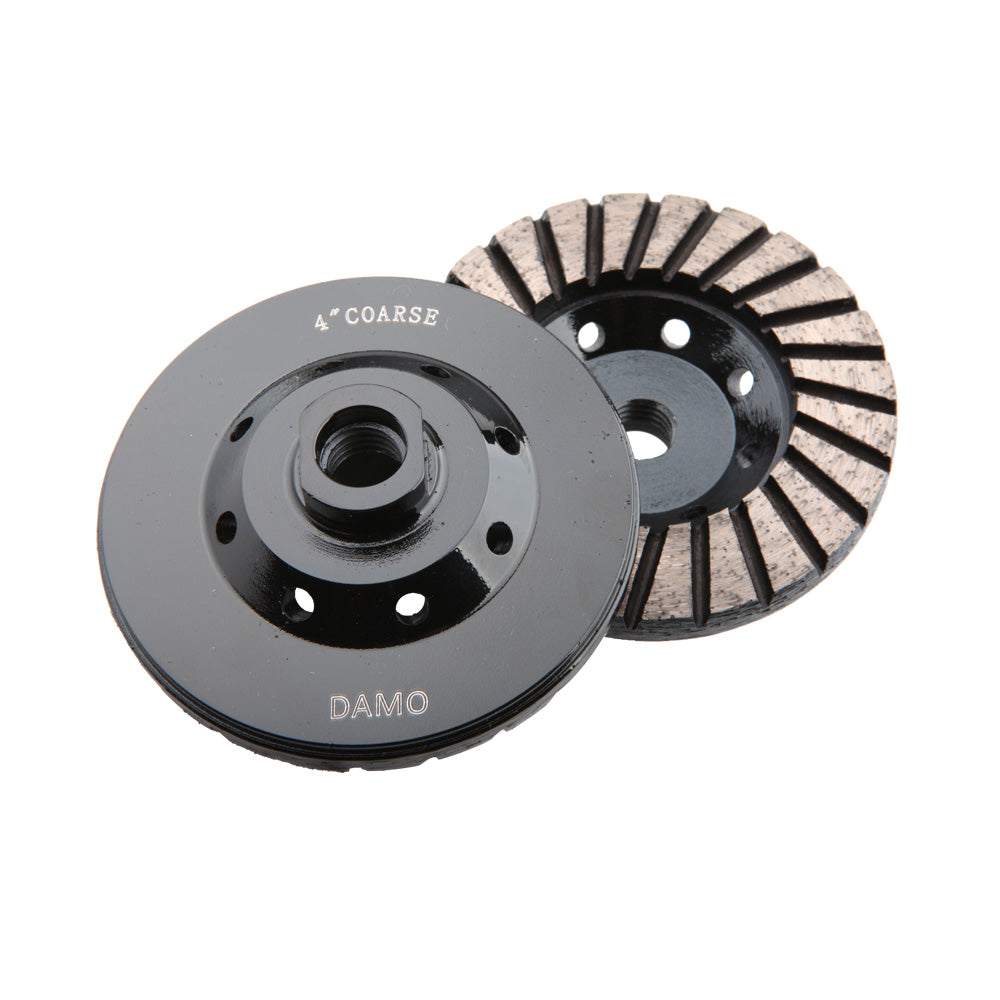 4 inch Diamond Turbo Grinding Cup Wheel, Coarse Grit, 5/8"-11 Arbor, for Concrete, Granite, and Marble Grinding
