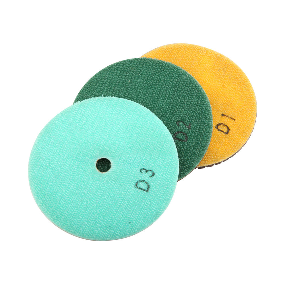 4" 3-Step Dry/Wet Diamond Polishing Pads -Set of 3, for Granite and Concrete Polishing