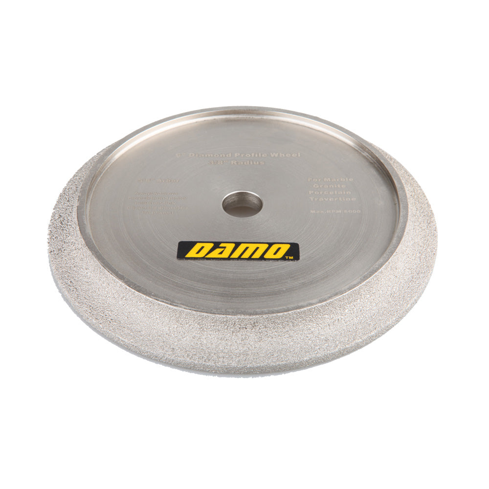 6 inch Vacuum Brazed Diamond Profile Wheel for Tile Saw 3/8 inch Demi Bullnose, Half Bullnose, for Granite, Concrete and Marble Countertop
