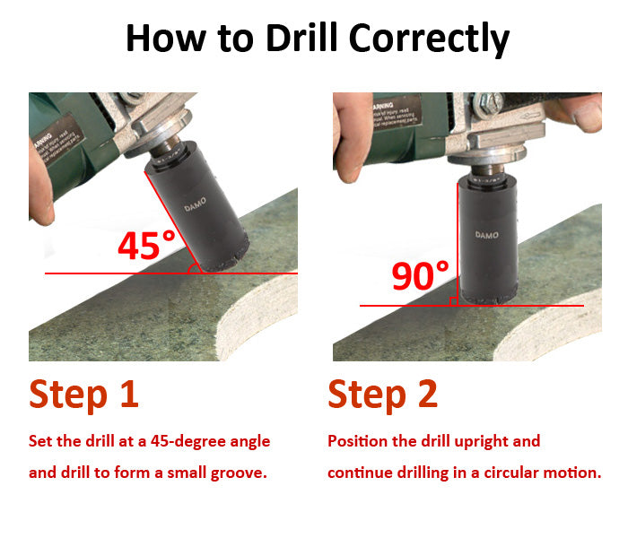 Diamond Core Drill Bit for Porcelain, Ceramic, Tile, Quartzite, Granite, Marble, Stone & Brick, Hole Saw